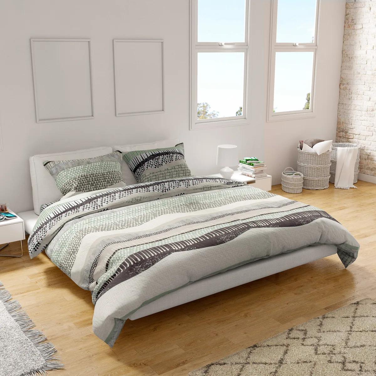 Євро комплект постільної білизни Home Line бязь 215х220 см зелений