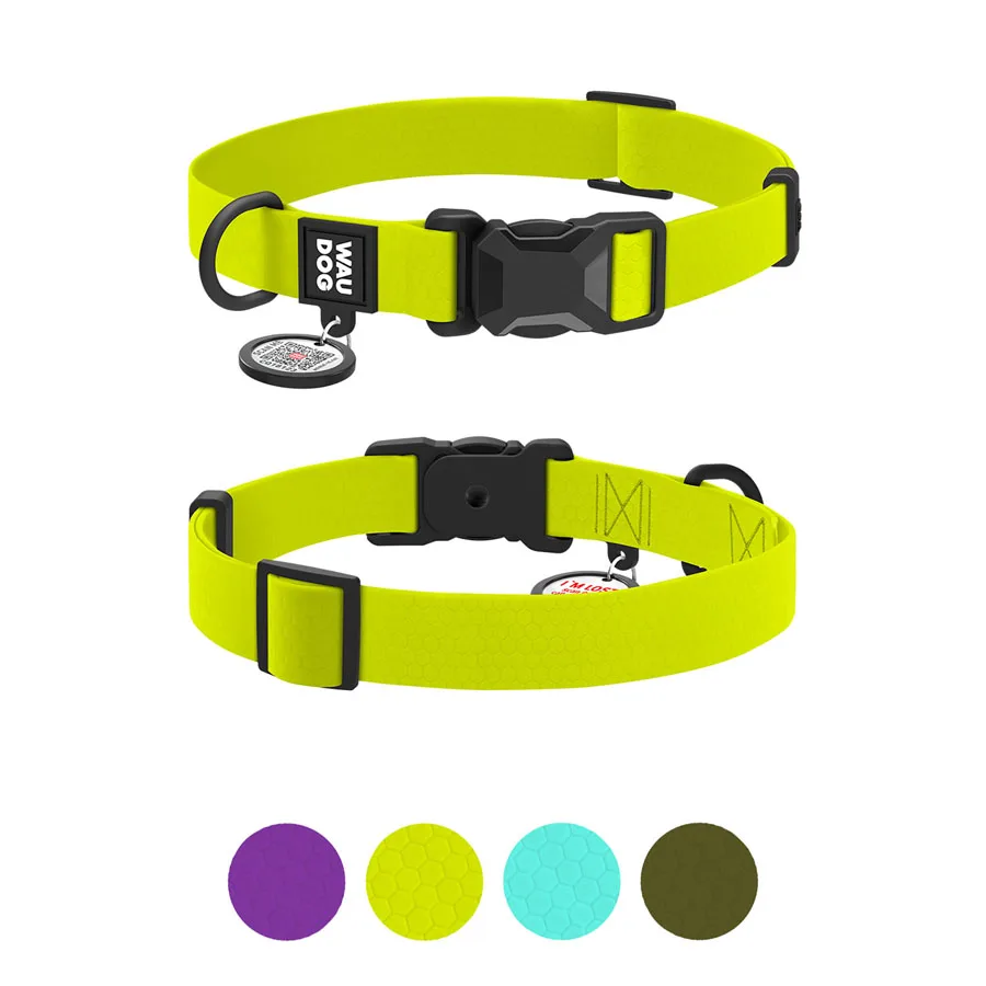 Нашийник WAUDOG Magnet XL 25 мм Collartex 38-58 см лимонний з QR паспортом