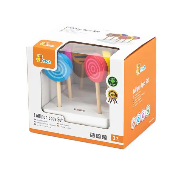 Игрушечные леденцы Viga Toys дерево 16 см разноцветные 6 шт