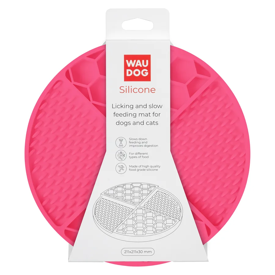 Коврик для облизывания WAUDOG Silicone 21,1х21,1х3 см силиконовый розовый
