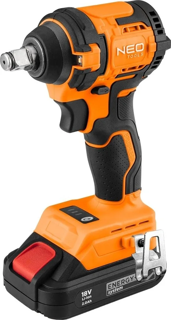 Ударний гайковерт Neo Tools Energy+ 18В, 350Нм, 2500об/хв, 1/2", 3 швидкості, 1.1кг, без акумулятора та зарядного пристрою.