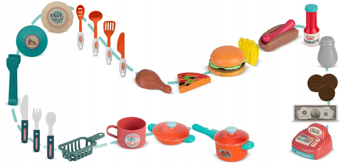 Ігрова кухня Ricokids пластик 90х26х79 см на колесах