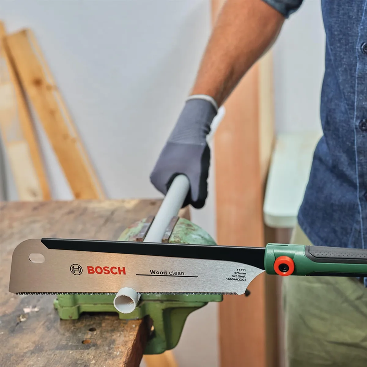 Пила для дерева Bosch Dozuki, 270 мм, 17 TPI, з пластиковою ручкою.
