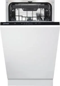 Вбудована посудомийна машина Gorenje, 11 комплектів, клас енергоефективності A++, 45 см, система AquaStop, третій кошик, біла.