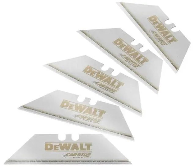 Запасні трапецієподібні леза DeWALT Carbide 62 мм, комплект з 5 штук.