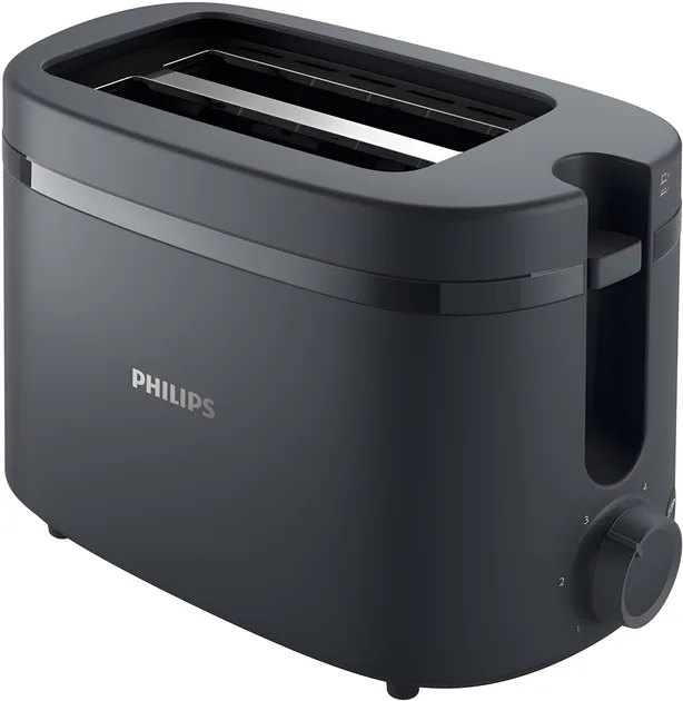 Тостер Philips пластик 2 тости чорний 650 Вт 6 режимів підсмажування