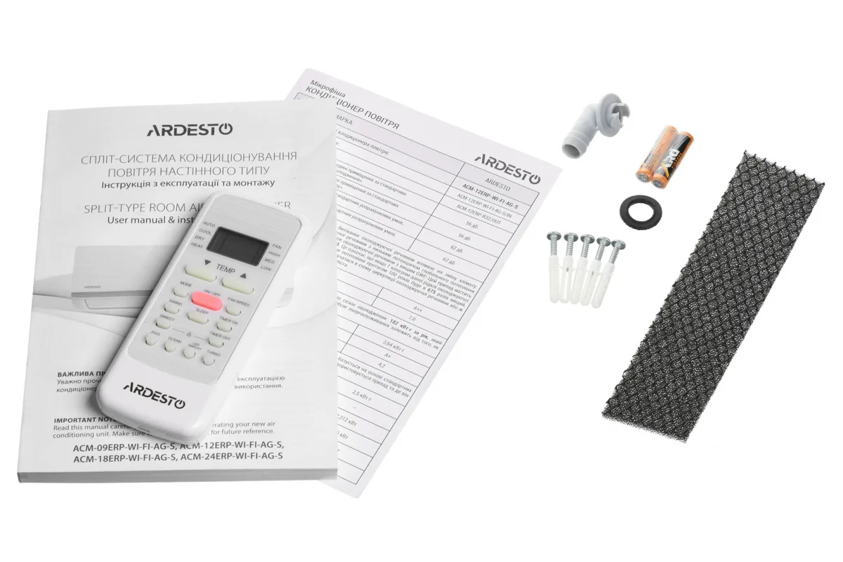 Кондиціонер ARDESTO ACM-24INV-R32-WF-AG-S, потужність 24000 BTU, інверторний, для приміщень до 70 м2, клас енергоефективності A++/