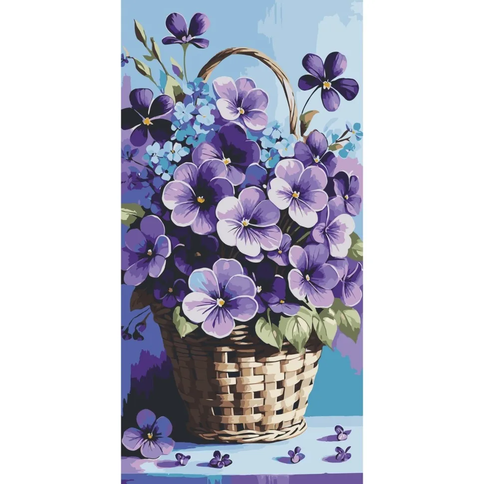 Картина по номерах Art Craft Полотно 40х80 см Фіалки в кошику