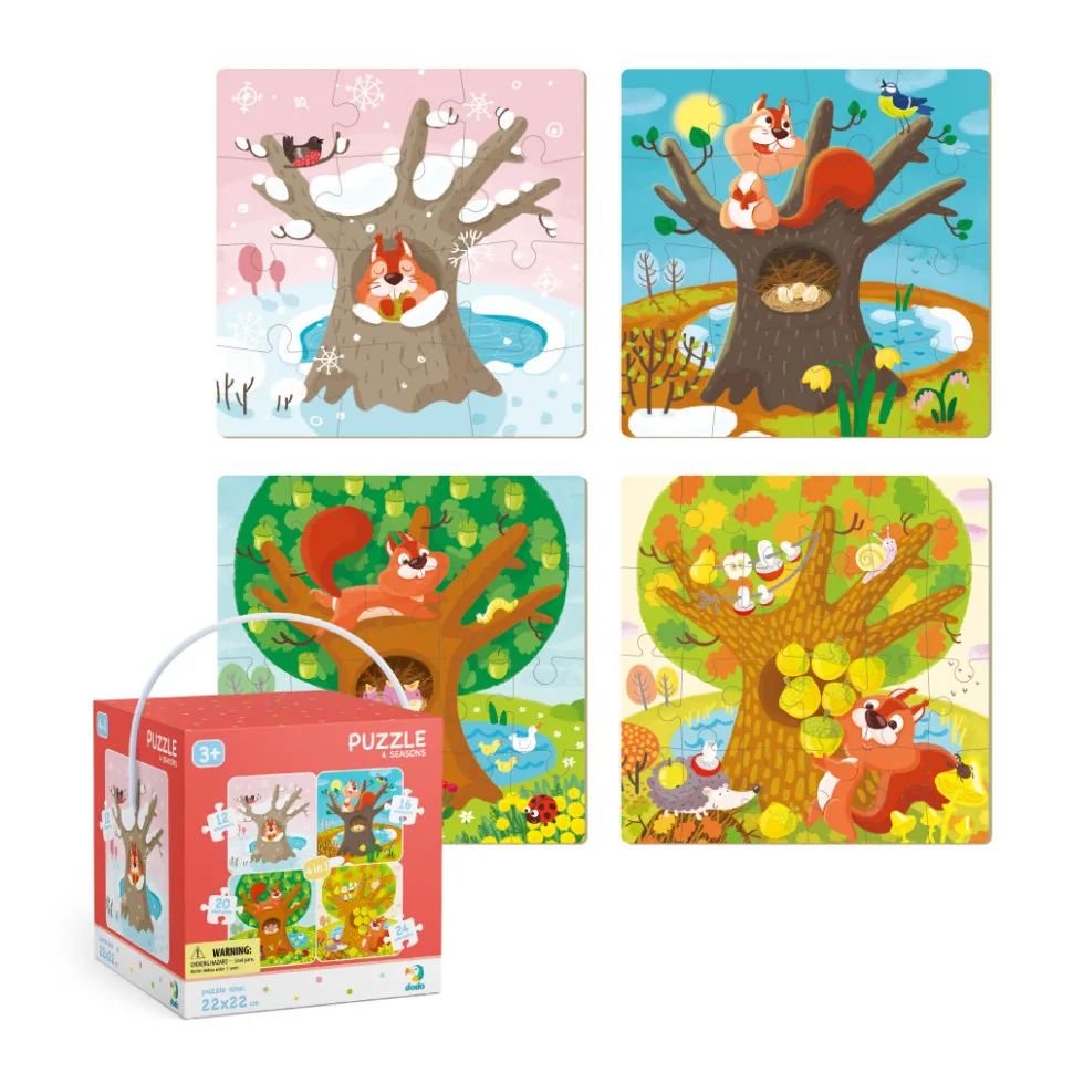 Дитячий набір пазлів DoDo Toys картон 4 в 1 22х22 см Чотири пори року