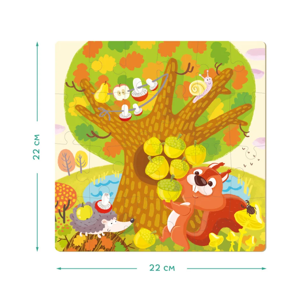 Дитячий набір пазлів DoDo Toys картон 4 в 1 22х22 см Чотири пори року