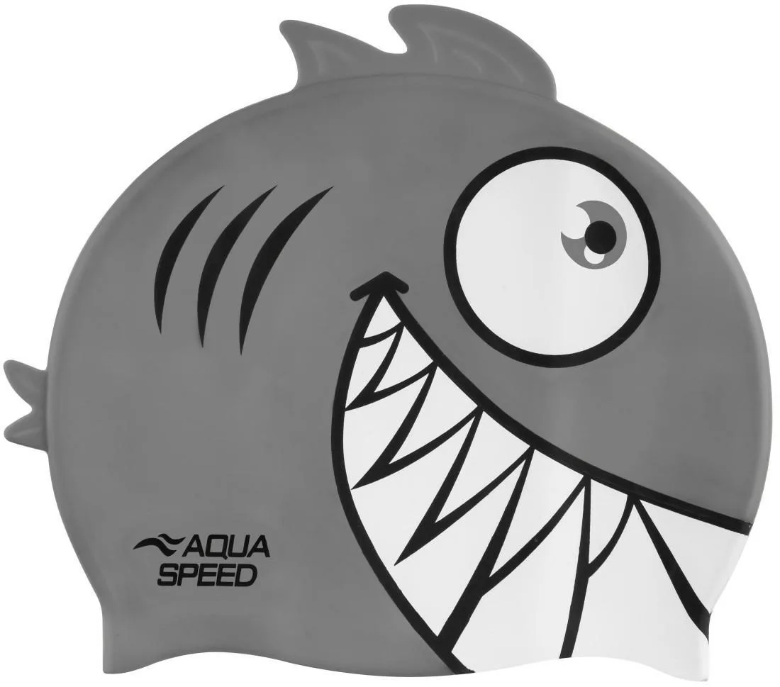 Шапка для плавання AQUA SPEED силіконова OSFM сірий піранья