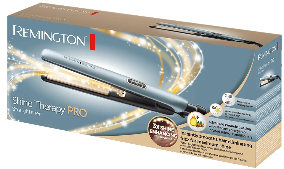 Випрямляч волосся Remington Shine Therapy PRO, 54 Вт, 9 температурних режимів, 150-230°C, цифровий дисплей, іонізація, керамічне п