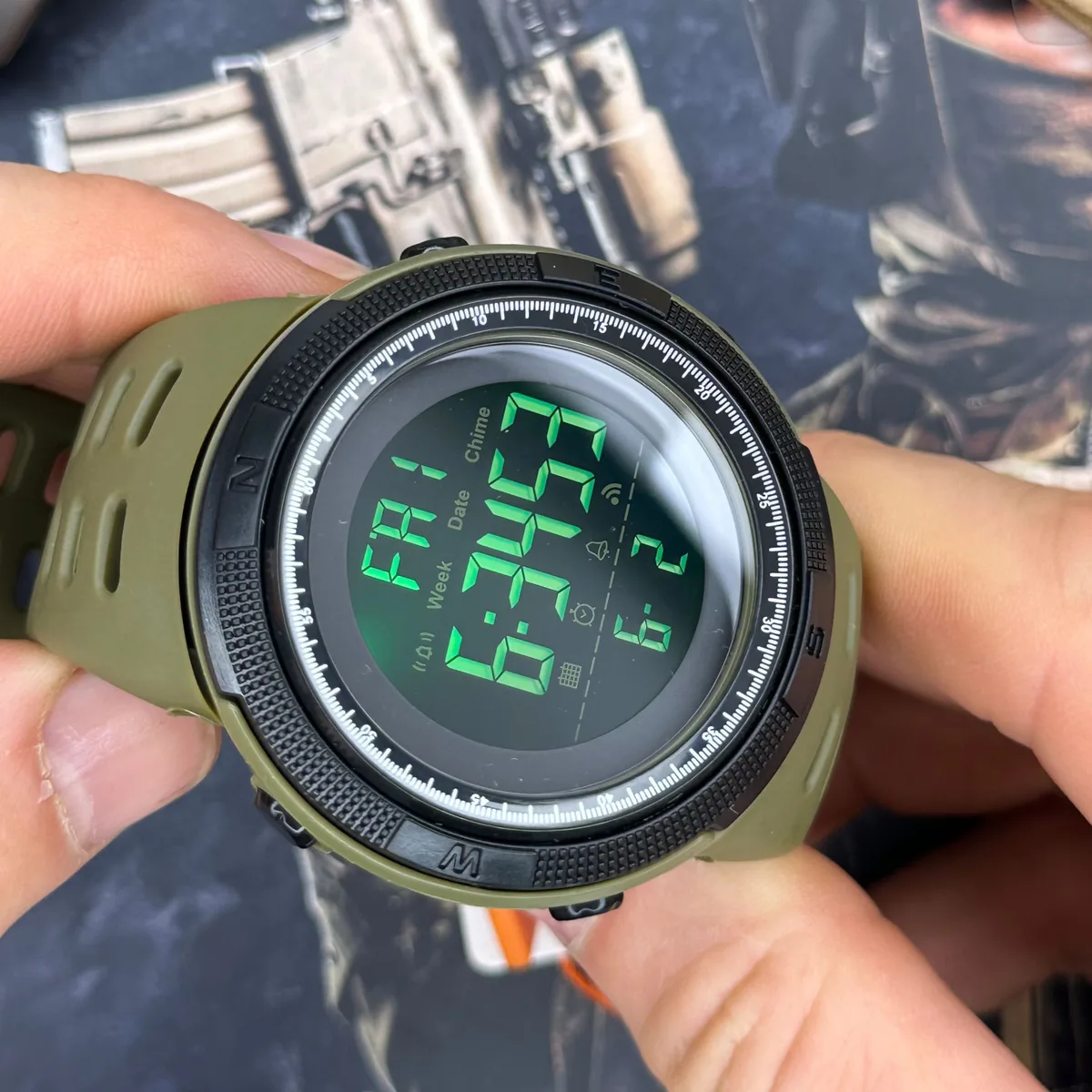 Годинники Skmei Полімер 49х49 мм Чорні Болотний ремінець