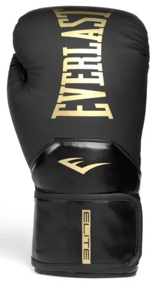 Боксерські рукавиці Everlast 10 унцій чорні золоті з нітрил-бутадієн-каучуку