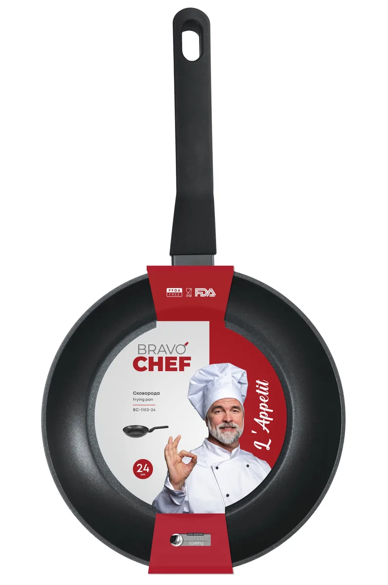 Сковорода Bravo Chef алюмінієва 24 см чорна