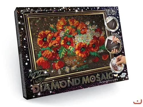 Алмазна живопис DIAMOND MOSAIC Макі набір страз для творчості 35 x 45 см