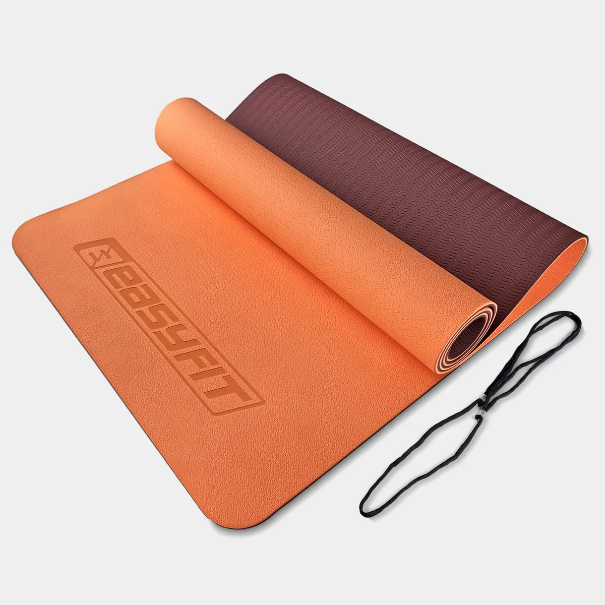 Коврик для йоги та фітнесу EasyFit TPE 183х61 см персиково-коричневий 6 мм