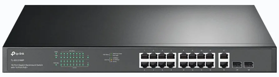 Комутатор TP-LINK TL-SG1218MP 16xGE (16xPoE), 2xSFP, 120Вт, Некерований