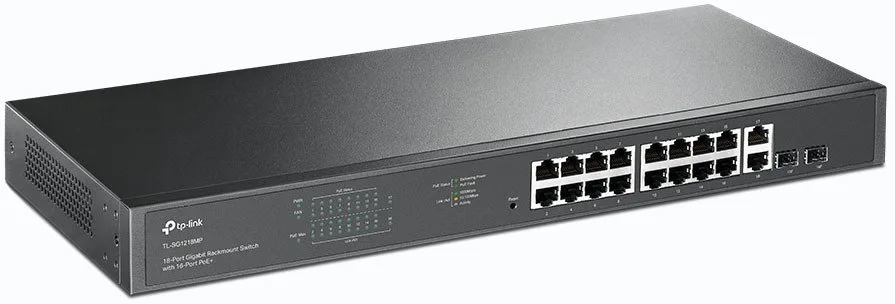 Коммутатор TP-LINK TL-SG1218MP 16xGE (16xPoE), 2xSFP, 120Вт, Некоммутируемый