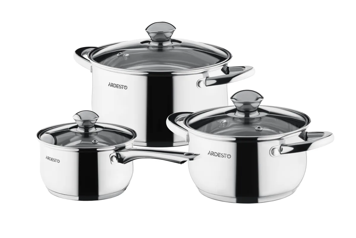 Набір кухонного посуду ARDESTO Gemini Gourmet Varese, 6 одиниць, з нержавіючої сталі.