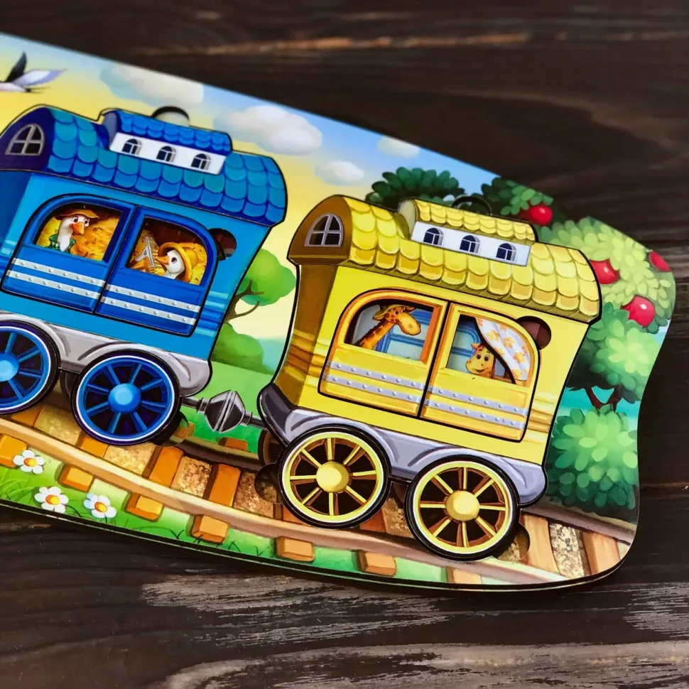 Дерев'яний сортер Ubumblebees 3 вагони різнокольоровий 30х10х10 см