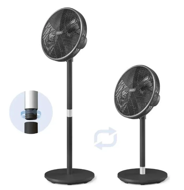Вентилятор Philips підлоговий Series 3000, 40 см, 48 Вт, керування з мобільного додатку, регульована висота, чорний.