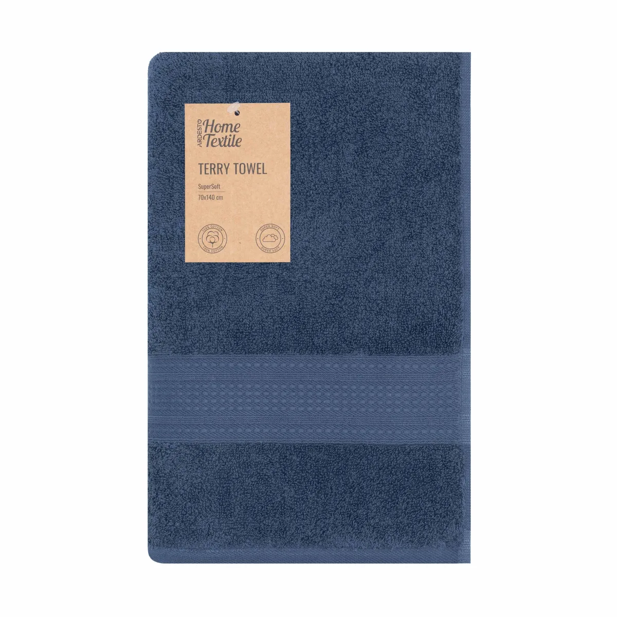 Махровий рушник ARDESTO UltraSoft 70х140см, 100% бавовна, синій.