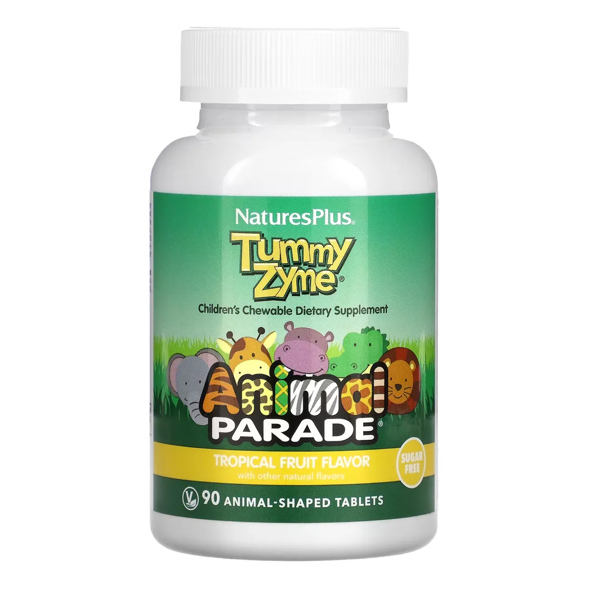 Жувальні таблетки Nature's Plus Tummy Zyme 90 табл Вегетаріанські без глютену для травлення