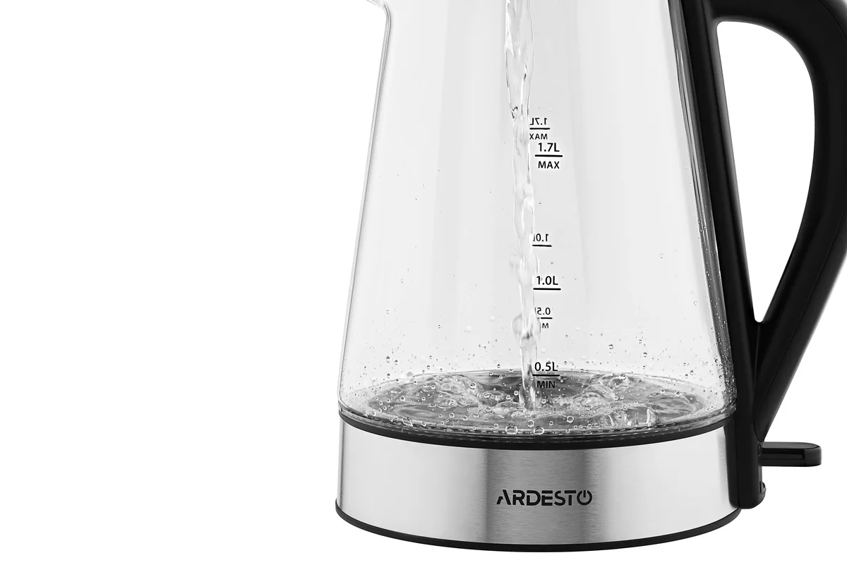 Електрочайник ARDESTO 1.7л, Strix, скляний, чорний.