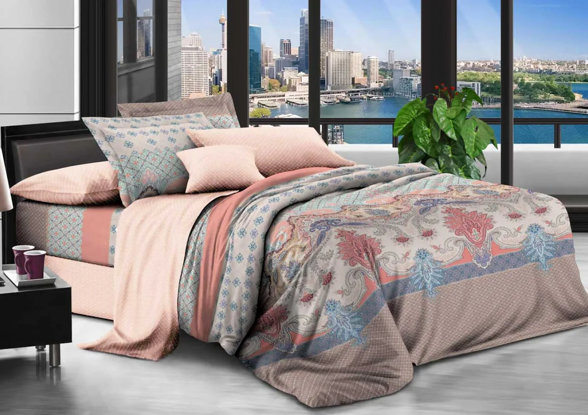 Півтораспальний комплект постільної білизни Home Line Сатин 160х230 Коричневий