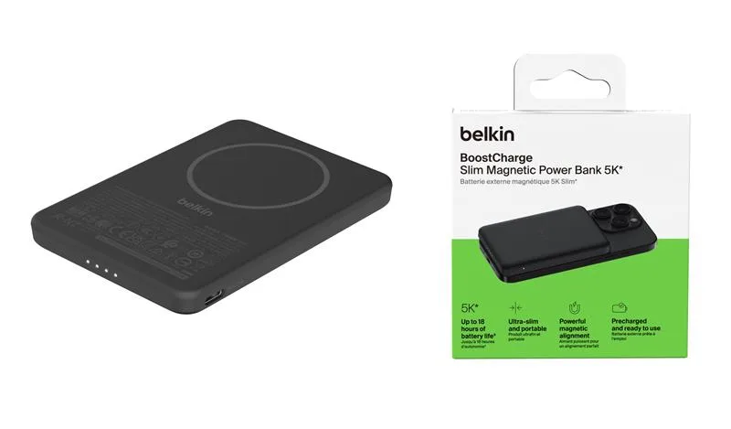 Портативный аккумулятор Belkin литийионный 5000 мАч черный Slim Magnetic