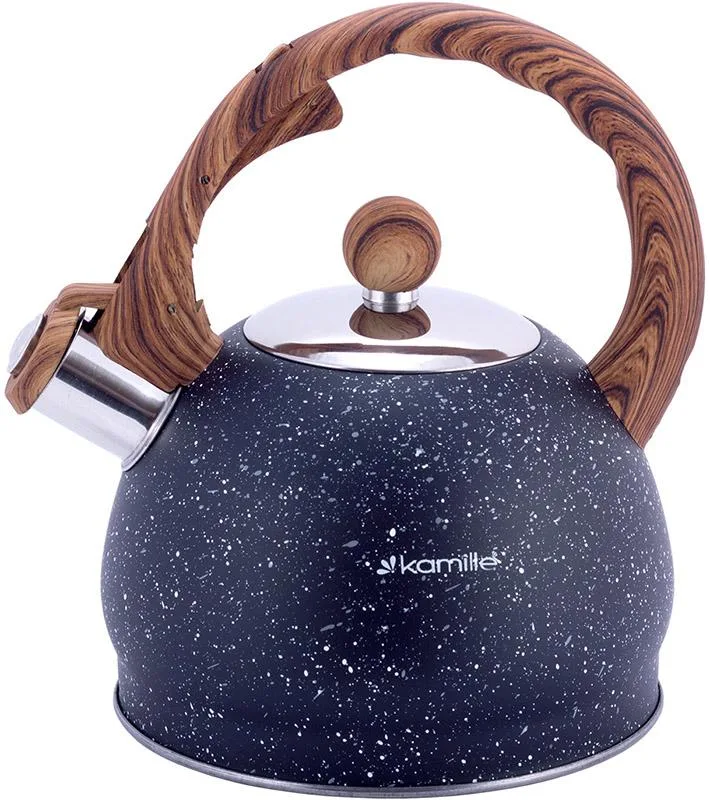 Чайник Kamille Whistling Kettle 2 л черный мрамор со свистком