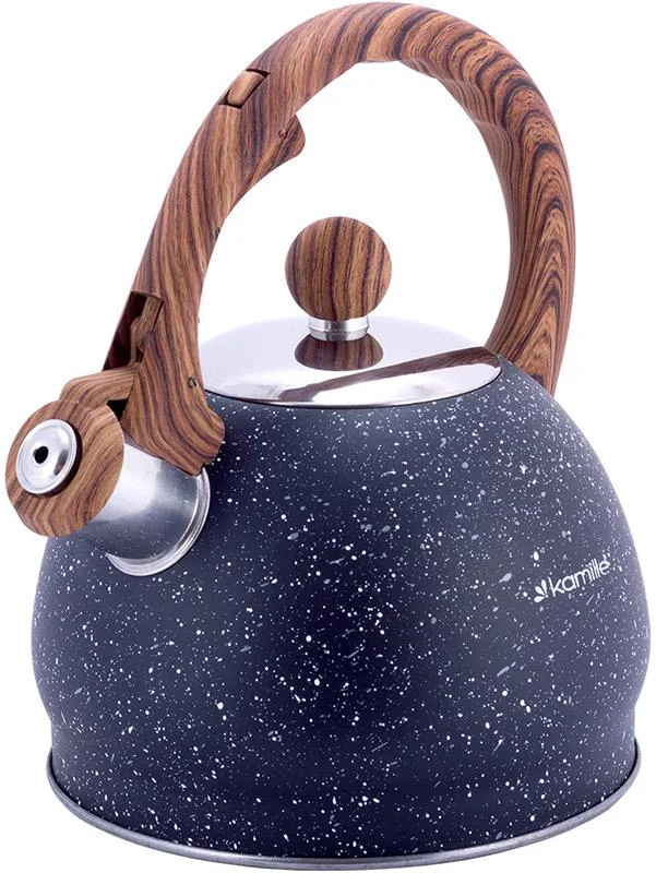 Чайник Kamille Whistling Kettle 2 л чорний мармур зі свистком