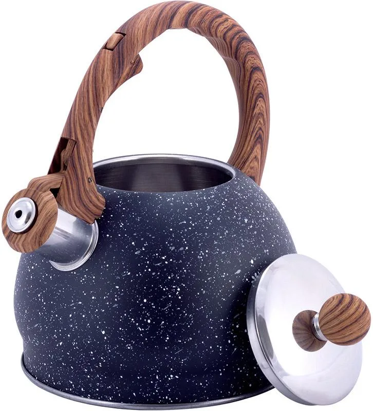 Чайник Kamille Whistling Kettle 2 л чорний мармур зі свистком