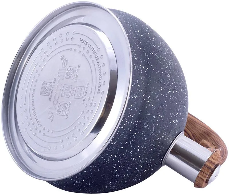 Чайник Kamille Whistling Kettle 2 л чорний мармур зі свистком