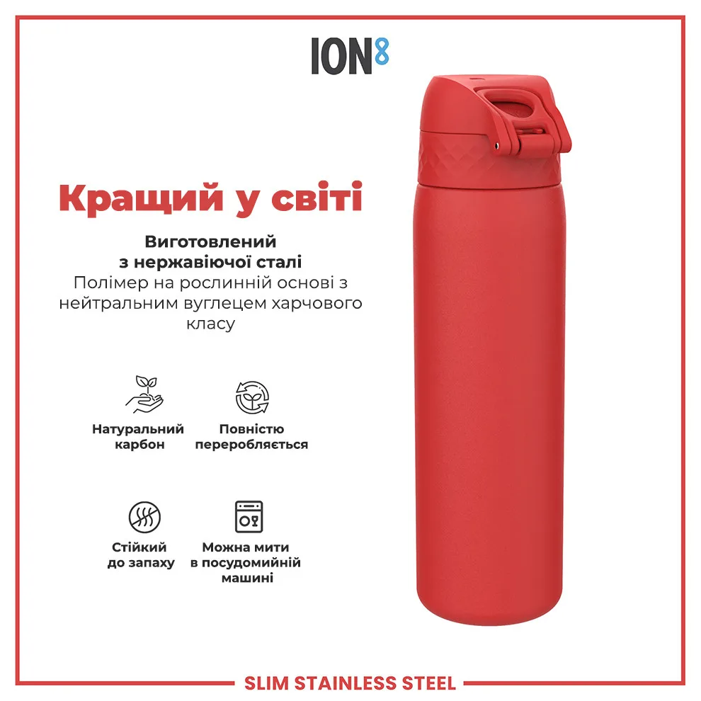 Пляшка ION8 нержавіюча сталь 600 мл червона