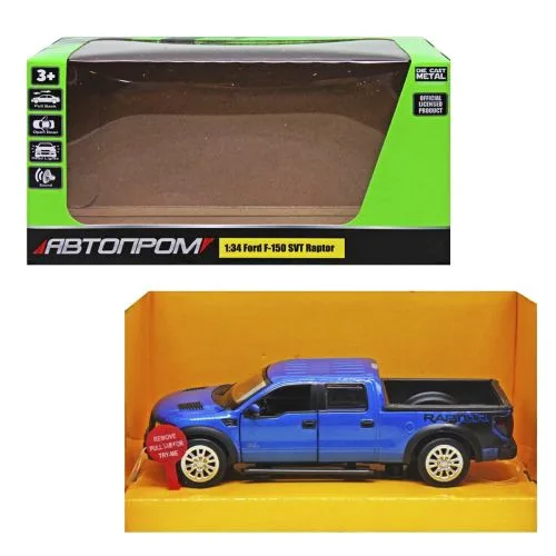 Машинка металлическая Ford F-150 пикап с инерционным механизмом и звуковыми эффектами для детей от 3 лет синяя