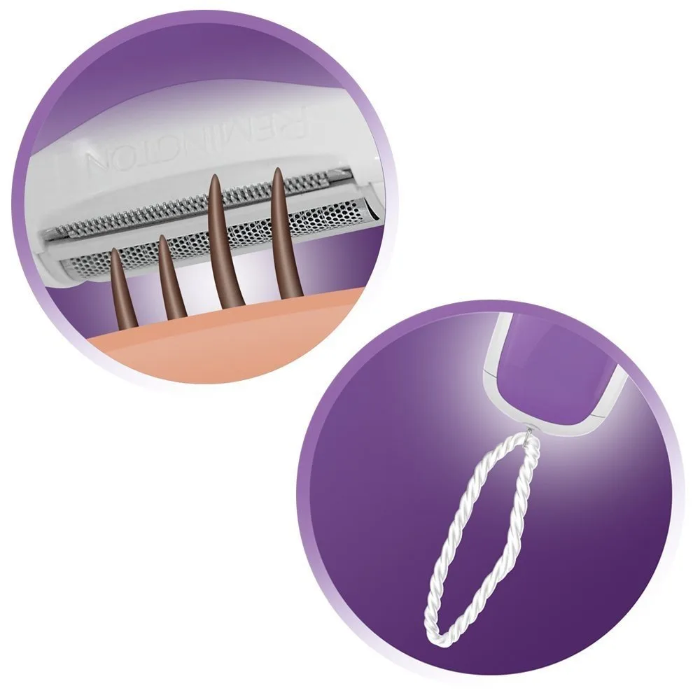 Електрична бритва Remington сіткова Smooth  Silky, ААA x2, для сухого та вологого гоління, жіночий тример, біло-фіолетового кольор
