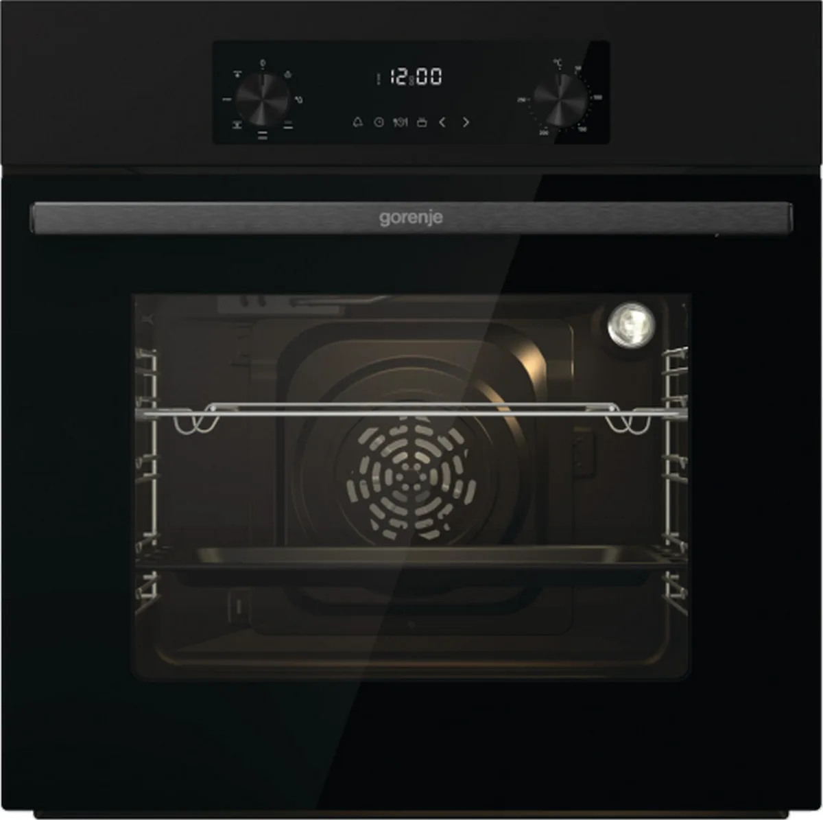 Духова шафа Gorenje електрична 61л конвекційна для випічки чорна з таймером і дисплеєм
