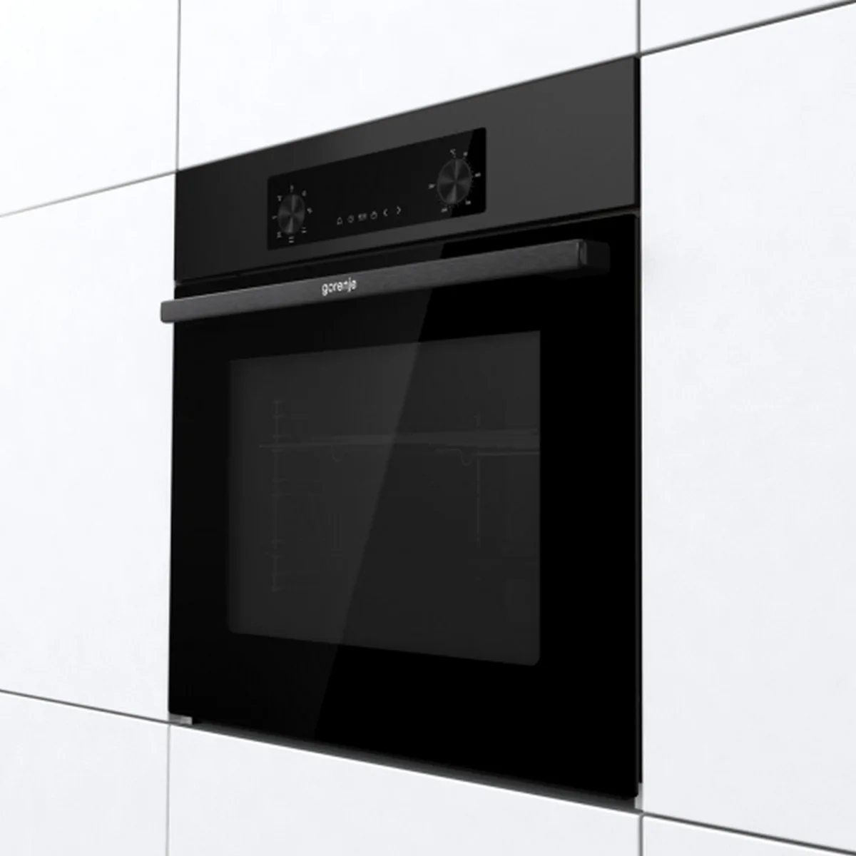 Духова шафа Gorenje електрична 61л конвекційна для випічки чорна з таймером і дисплеєм