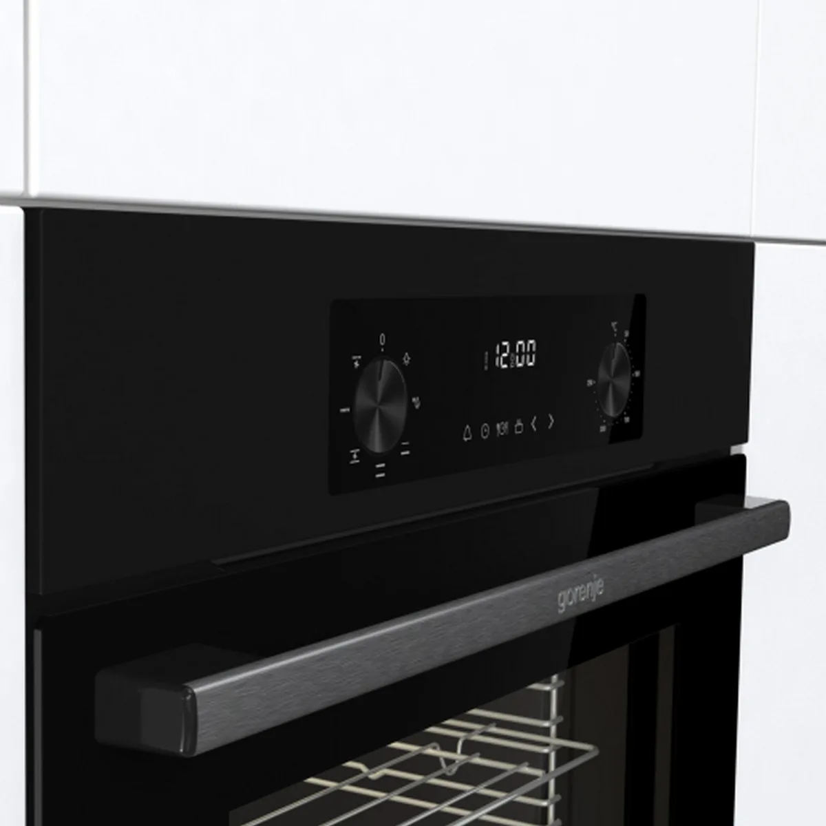 Духова шафа Gorenje електрична 61л конвекційна для випічки чорна з таймером і дисплеєм