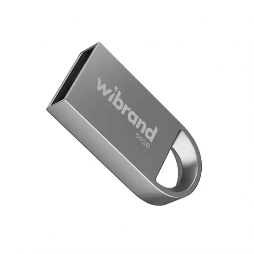 Флеш-пам'ять USB Wibrand 64Гб метал срібний