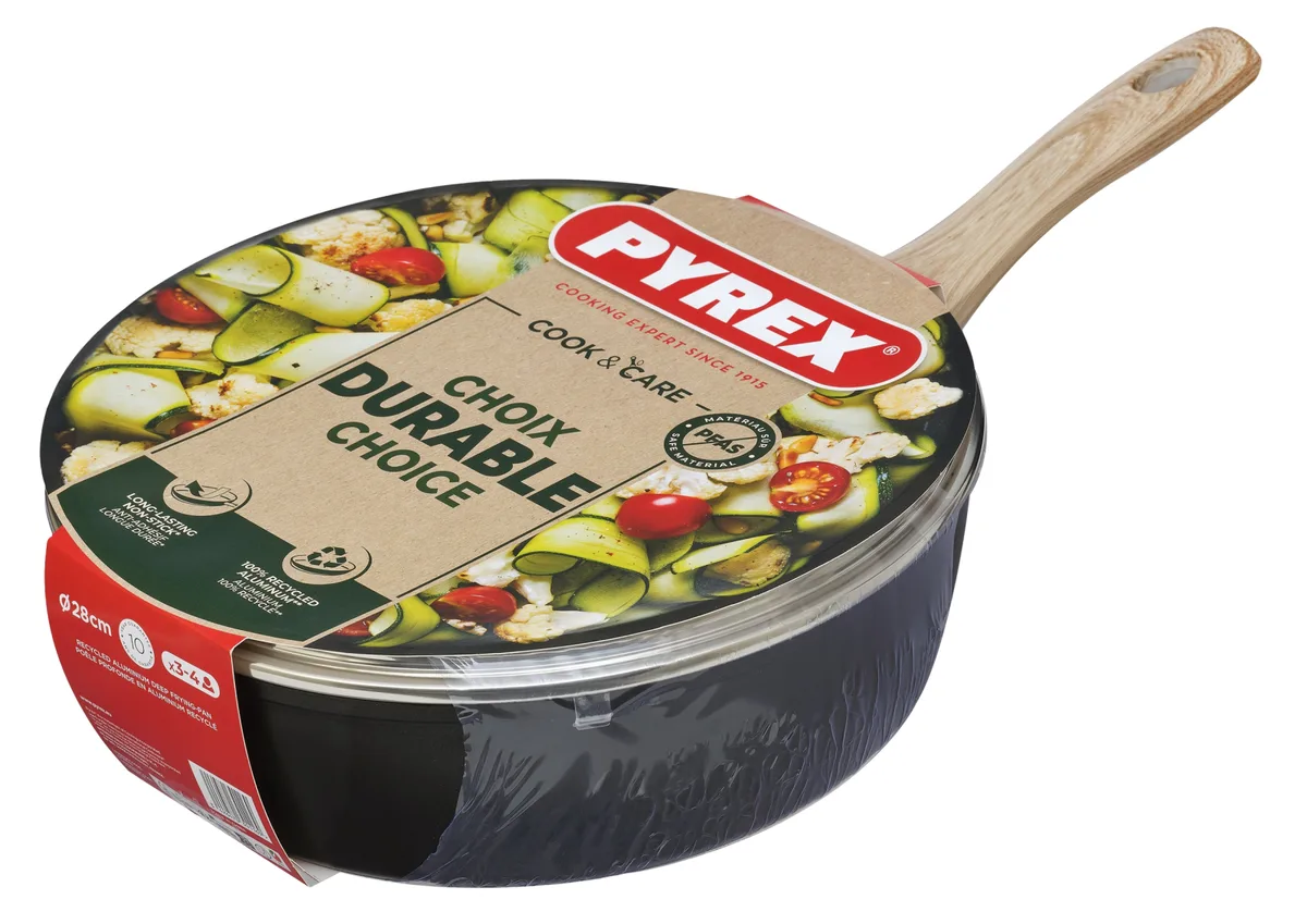 Сковорода Pyrex алюмінієва 28 см глибока антипригарна чорна