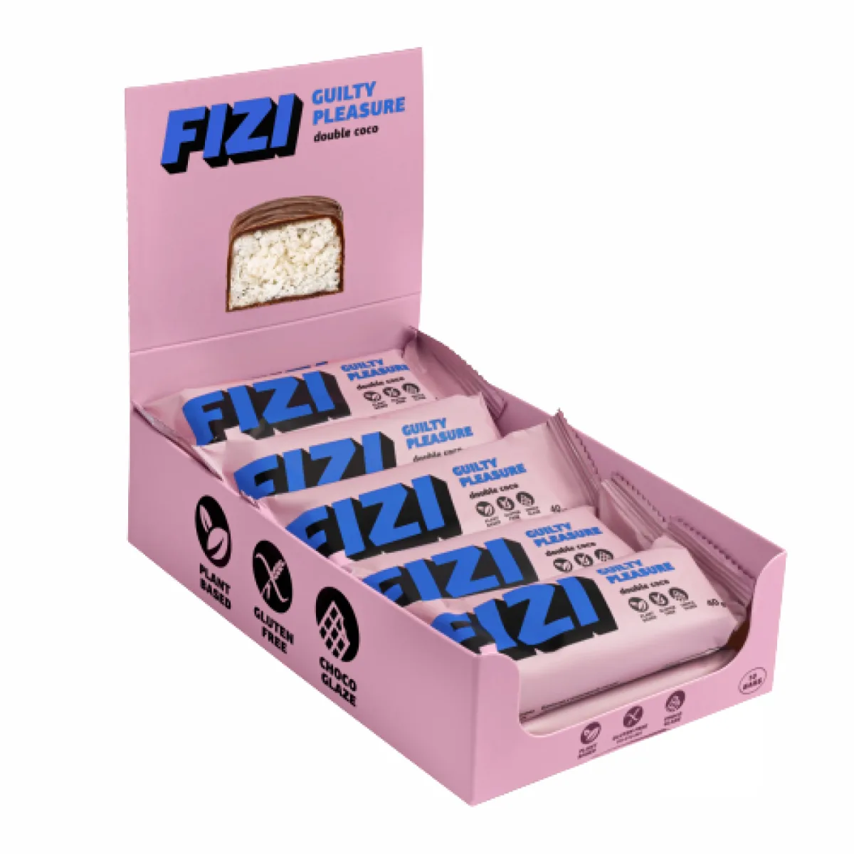 Шоколадний батончик FIZI Кокос 400 г 50% кокосова стружка