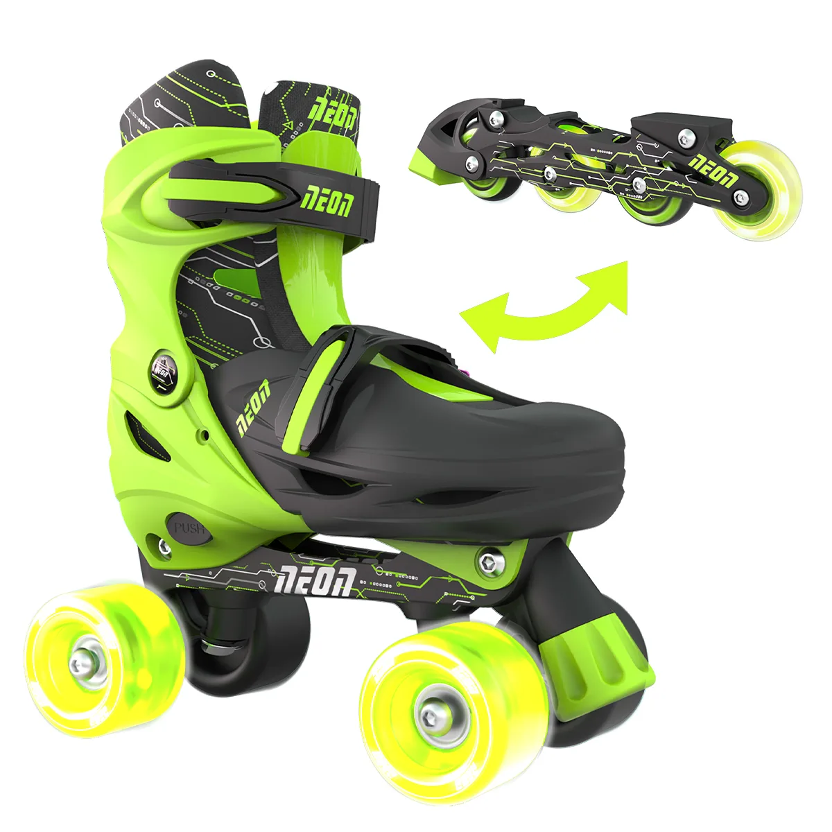 Роликовые коньки Neon Combo, размер 34-37, салатовый.