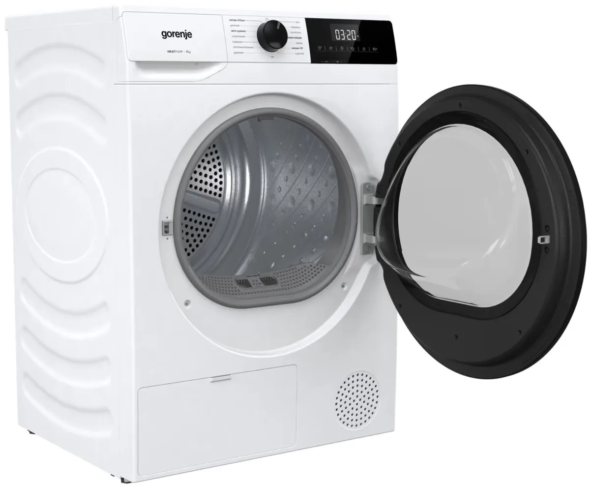 Сушильная машина Gorenje с тепловым насосом 7кг белая для дома автоматическая сушилка с дисплеем 15 программ