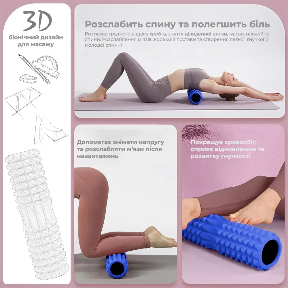 Масажний ролик Active Point EVA 33х12 см Синій