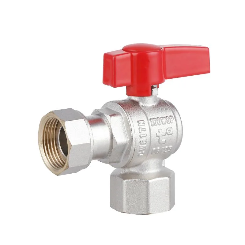 Кран кульовий кутовий 3/4"x3/4" латунь CW617N з нікелевим покриттям