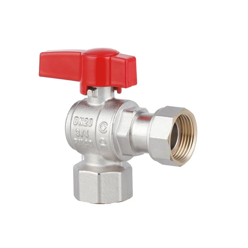 Кран кульовий кутовий 3/4"x3/4" латунь CW617N з нікелевим покриттям