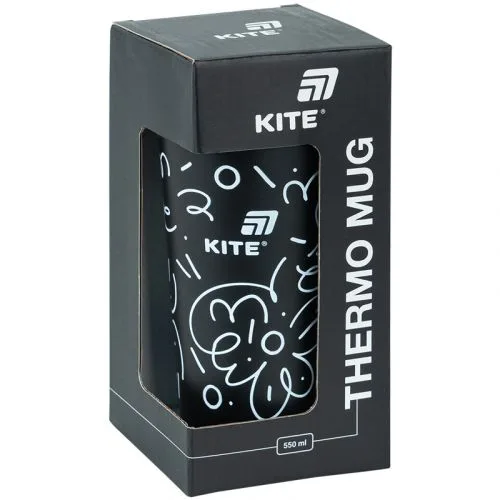 Термокухоль 550 мл Kite чорна для гарячих та холодних напоїв.